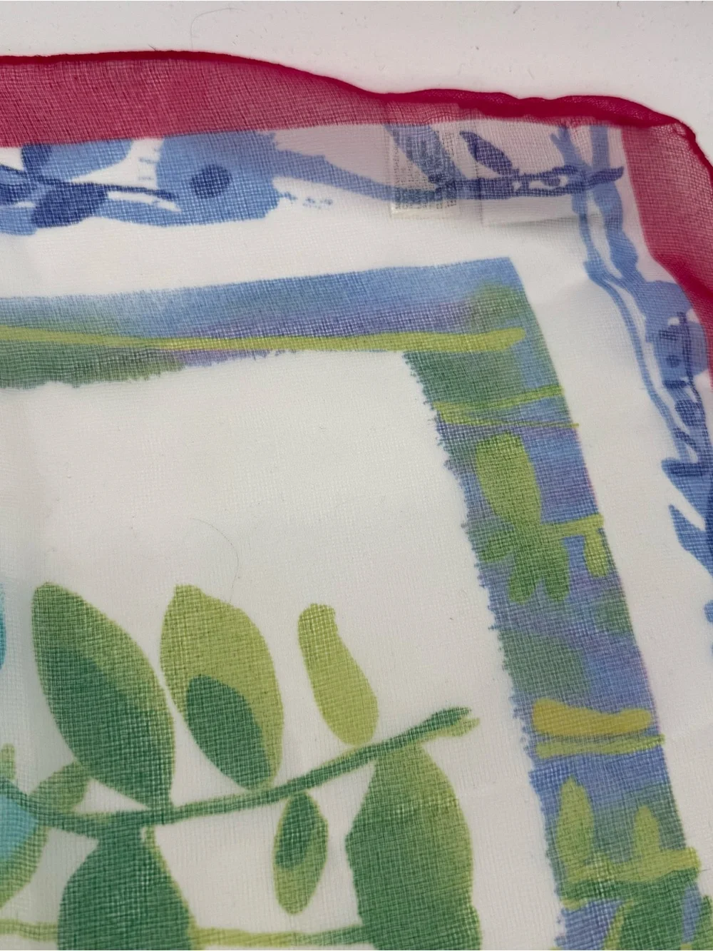 Hasting & Smith Vintage Floral Sheer Square Scarf Blue Pink Accessory Garden